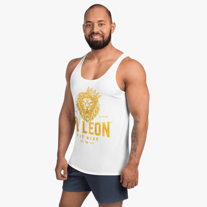 El León Tank Top — White & Gold